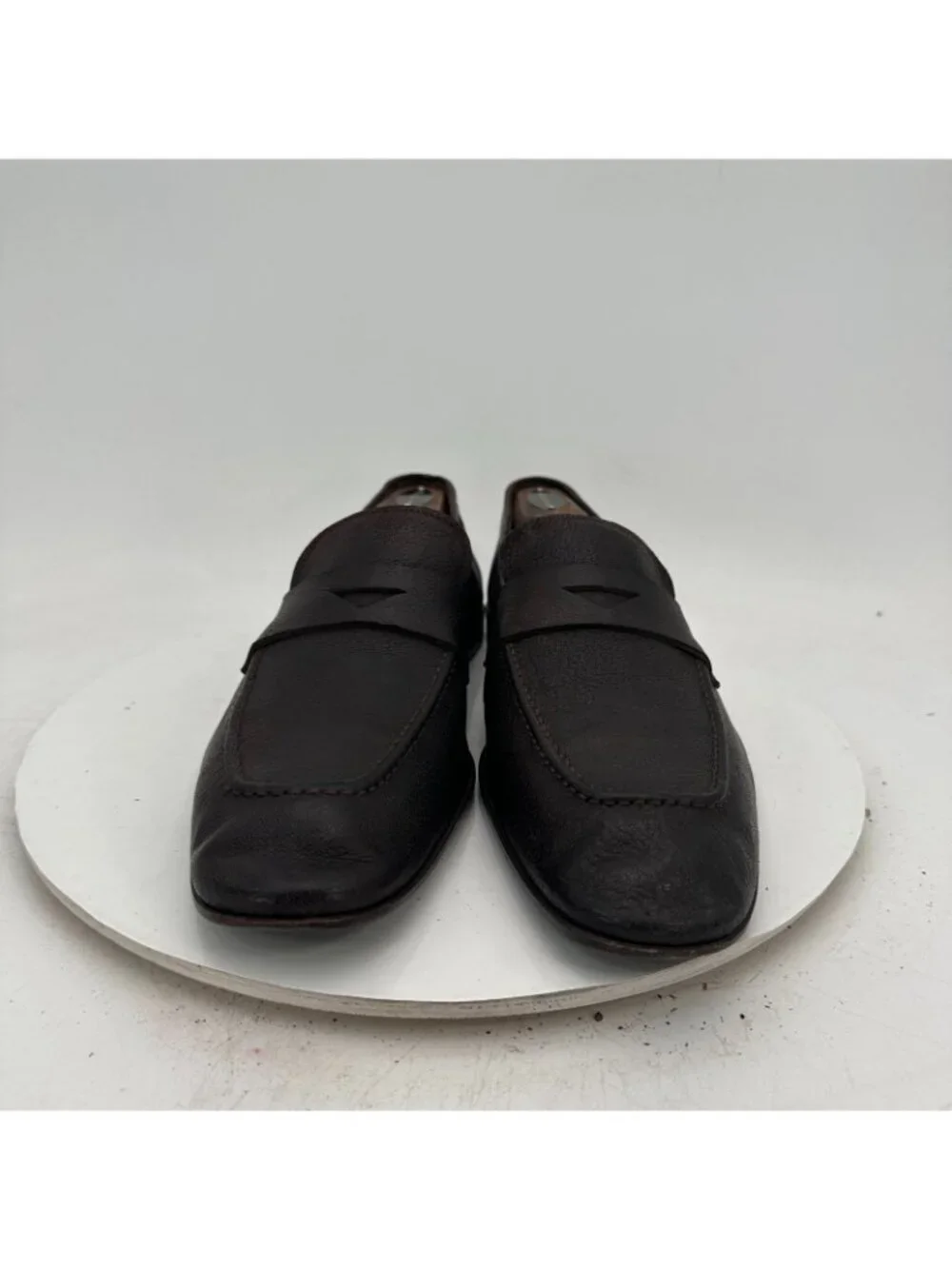 Giorgio Armani Men Size 9 Black Textured Leather Penny Loafer Dress Shoes